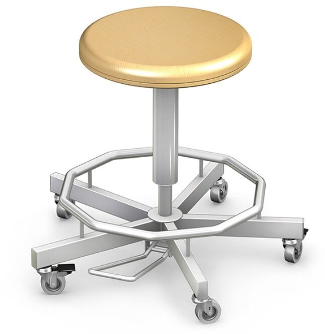Ztm Tech-med TB-03KO/NRM taboret lekarski ze stali kwasoodpornej na kółkach regulowany TB-02 (TB-02-100-NM-T_)