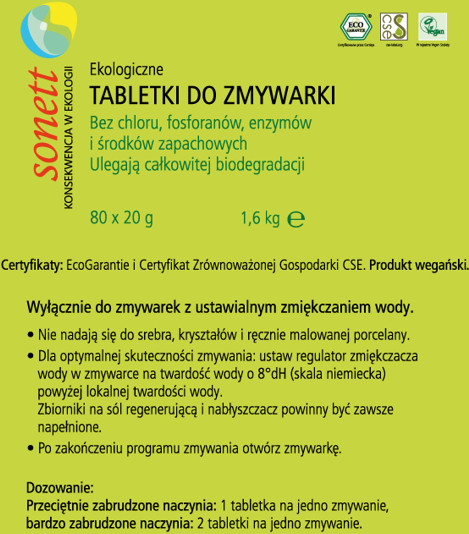 Sonett Tabletki do zmywarek 80 szt. D056
