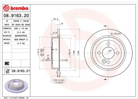 BREMBO 08.9163.21