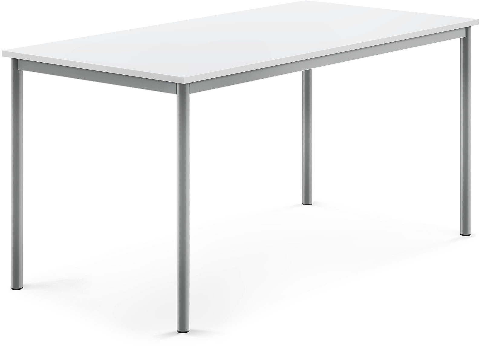 AJ Produkty Biurko SONITUS, 1600x800x760 mm, biały laminat, szary aluminium