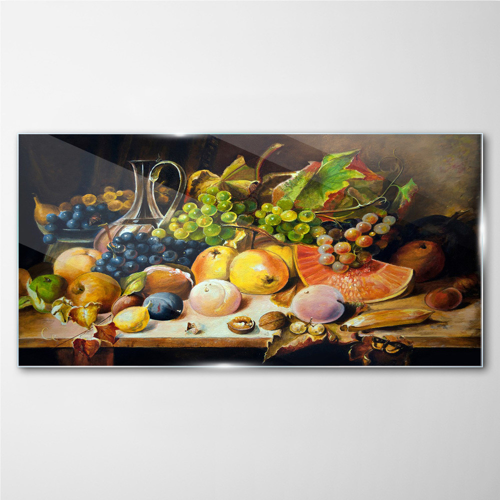 PL Coloray Obraz Szklany winogrona jabłka brzoskwinia 140x70cm