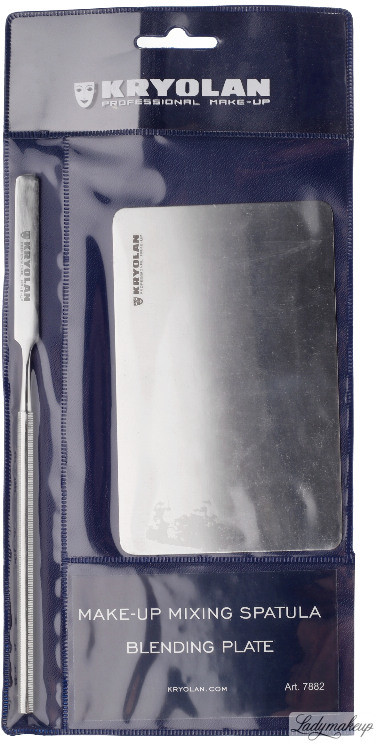KRYOLAN MAKE-UP MIXING SPATULA & BLENDING PLATE - Zestaw do mieszania komponentów (metalowa paleta i szpatułka) - ART. 7882 KRYDKPSZ