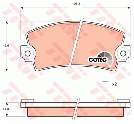 TRW Zestaw klocków hamulcowych, hamulce tarczowe GDB148