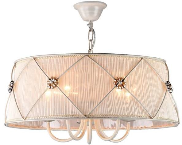 Maytoni LAMPA wisząca LEA ARM369-05-G Maytoni abażurowa OPRAWA okrągły zwis shabby biały ARM369-05-G