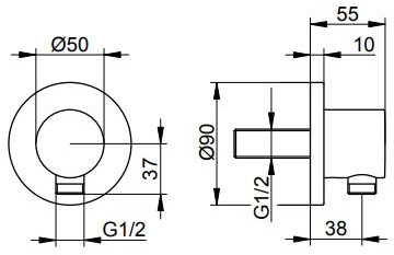 Keuco Ixmo Przyłącze kątowe węża DN15 chrom 59547010001
