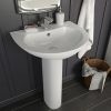 vidaXL Umywalka z postumentem, ceramiczna, biała, 520x440x190 mm