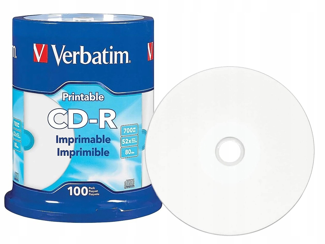 Verbatim Cd-r Printable noID 100szt do nadruku