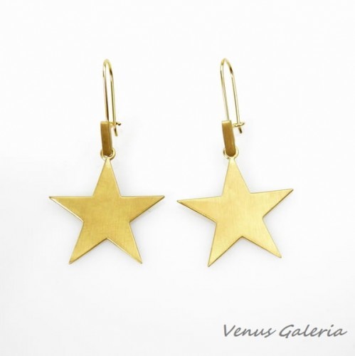 Złote gwiazdy duże - kolczyki srebrne pozłocone 2545