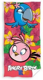 Carbotex Ręcznik Kąpielowy 70x140 Angry Birds Rio C 5107 Czerwone kwiatki