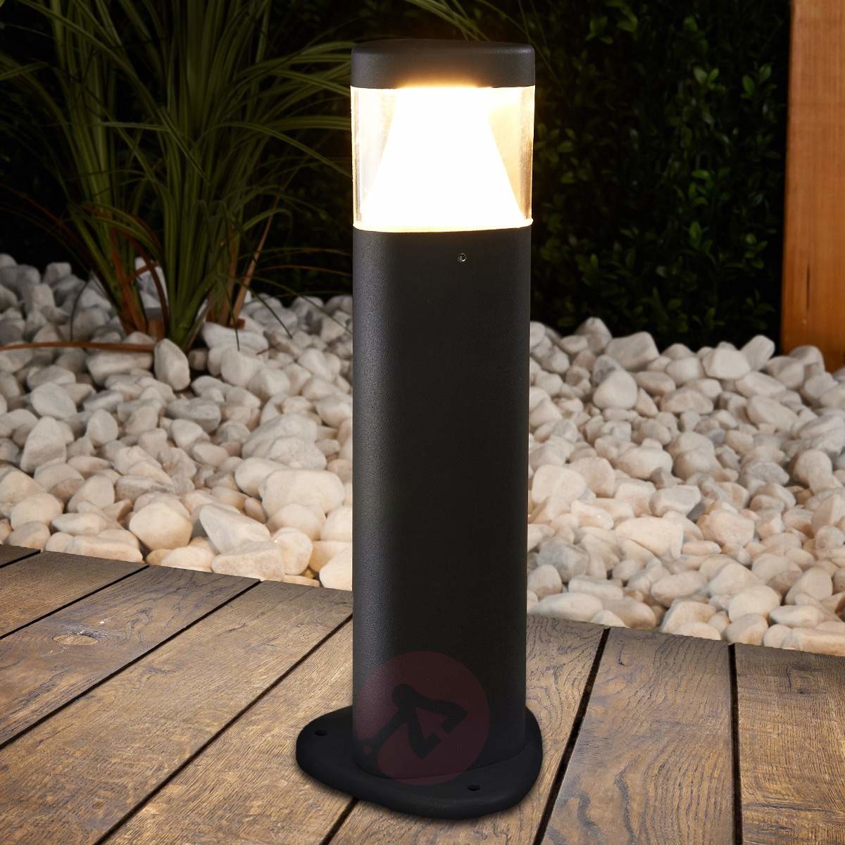 Lampenwelt Ciemno szara lampa na cokół LED Milou