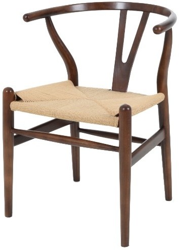 Krzesło WISHBONE ciemny brąz drewno bukowe naturalne włókno