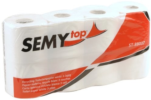 SemyTop semy Top uchwyt na papier toaletowy 3-warstwowa 250 arkuszy Biały z recyklingu, 7ER Pack (7 X 8 sztuki) ST-88037