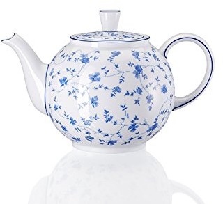 Arzberg 41382  607671  14230 wzór 1382 niebieskie kwiaty dzbanek do herbaty 6 sztuki, porcelana, biała/niebieska, 17,8 x 17,8 x 16,5 cm 41382-607671-14230