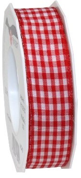 Pattberg Prezent 25 MM 20 m Vichy  kraciasty pasek do zegarka z drutu, czerwony 6192520-609
