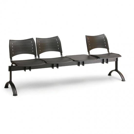 B2B Partner Plastikowe ławki VISIO, 3 siedzenia + stołek, czarne nogi 150488
