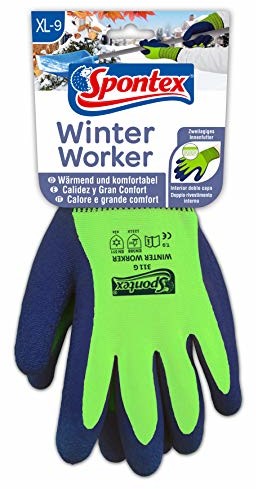 Spontex Rękawica spontex zima Worker grubsza rękawica do robienia na drutach z wewnętrzną warstwą odporną na wysoki stopień ochrony zimna, 1 sztuka, , ,