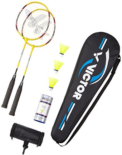 Victor badminton zestaw, 2 X AL-2200/racketbag/3 X Nylon ball rakieta do badmintona, żółty/srebrny/czerwony, 67.5 cm 099/6/5