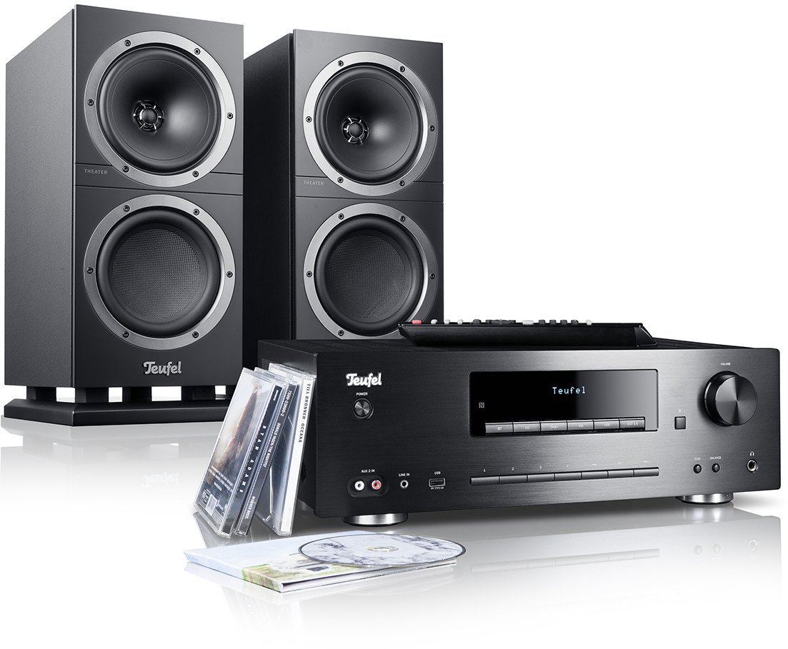 Teufel KOMBO 500S kolumny stereo czarne, wieża CD