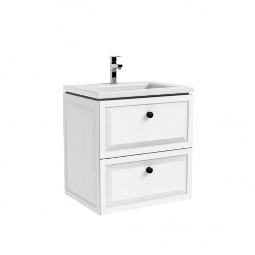 Oristo Szafka wisząca podumywalkowa MONTEBIANCO 60cm BIAŁY MAT OR47-SD2S-60-2 z umywalką Bold 60 cm UME-BD-60-91