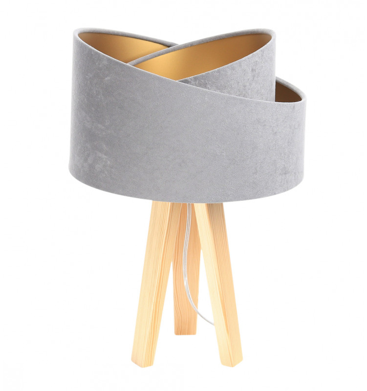 ImoLight Lampka stołowa mini-trójnóg sosnowy Awena Szaro-złota 060s-014