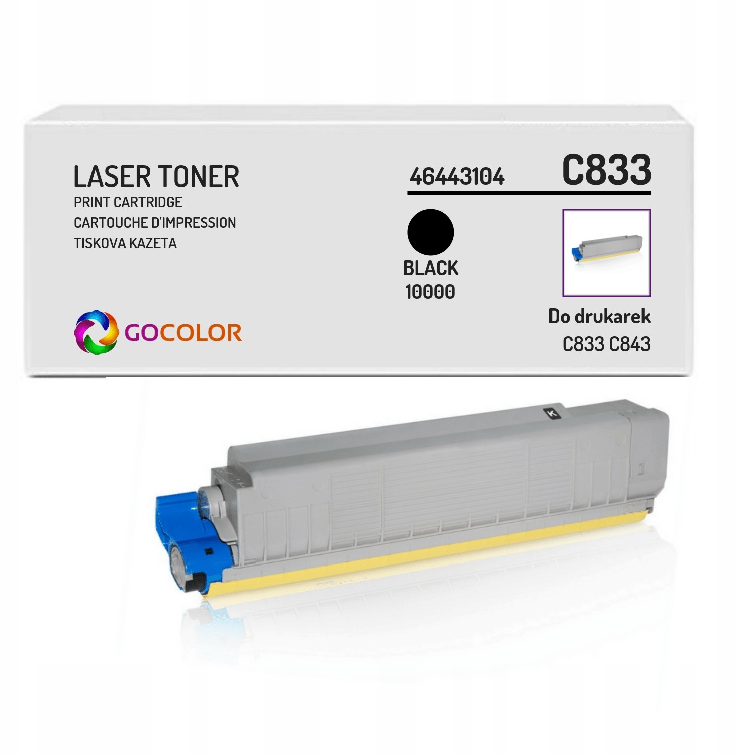 100% nowy toner do Oki C833n 46443104 Black