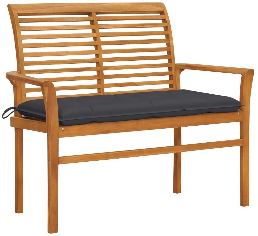 vidaXL Ławka ogrodowa z antracytową poduszką, 112 cm, drewno tekowe 3062664
