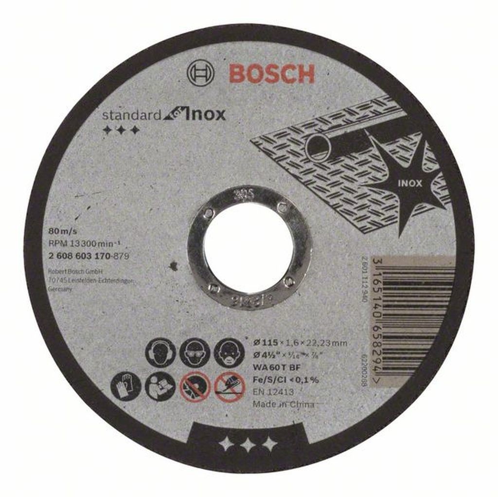 Bosch Tarcza tnąca prosta Standard for Inox WA 60 T BF, 115x1,6 mm 2608603170