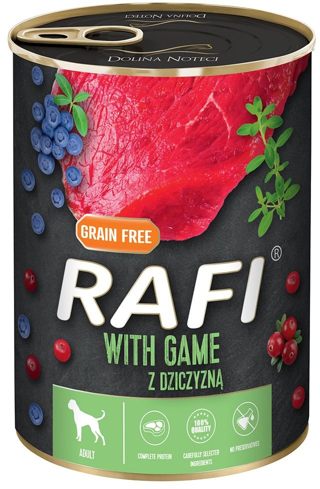 Rafi Adult, 24 x 400 g - Z przepiórką, jagodami i żurawiną