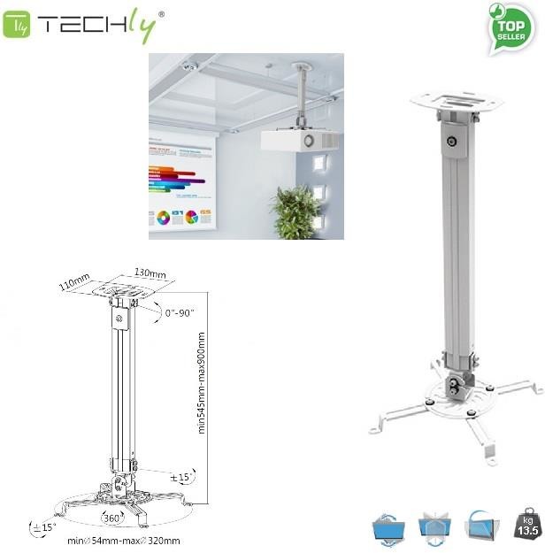 Techly Ramię do projektora 55-90 cm sufitowe srebrne ICA-PM 18M 309661