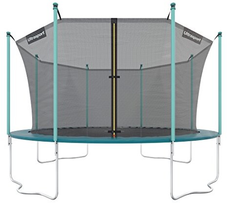 Ultrasport Jumper trampolina ogrodowa, zestaw kompletny zawierający matę do skakania, siatkę bezpieczeństwa, wyściełane słupki do siatki i osłonę krawędzi, zielony, 430 cm 331300000233