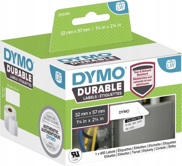 Dymo etykiety polipropylenowe 32x57MM, 800 szt., 2
