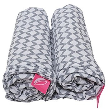 Motherhood 2-częściowy zestaw Swaddle & Burp Blanket kocyk śliniowy chusteczki do owijania z bawełny muślinu 100 x 120 cm, 100% naturalna bawełna - Öko-Tex Standard 100, szary z rombami