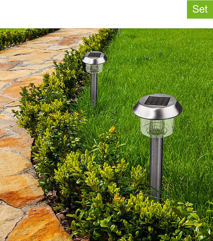 Lumijardin Lumijardin Lampy solarne LED (8 szt.) w kolorze srebrnym - wys. 39 cm
