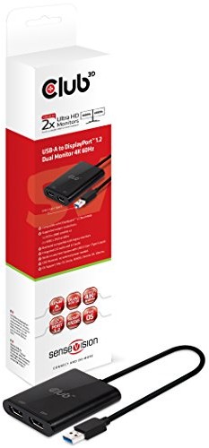 Club 3D CLUB3D USB A na wyświetlacz port$8166 1.2 Dual Monitor 4 K 60H USB A wtyczka do gniazda 2 X DisplayPort Czarny CSV-1477
