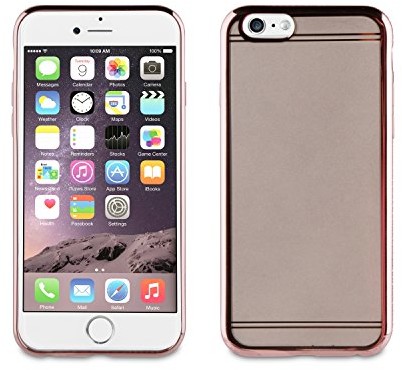 Muvit Life miękkie etui ochronne konturowe w kolorze różowego złota i diamenty Apple iPhone 6/6S MLBKC0028