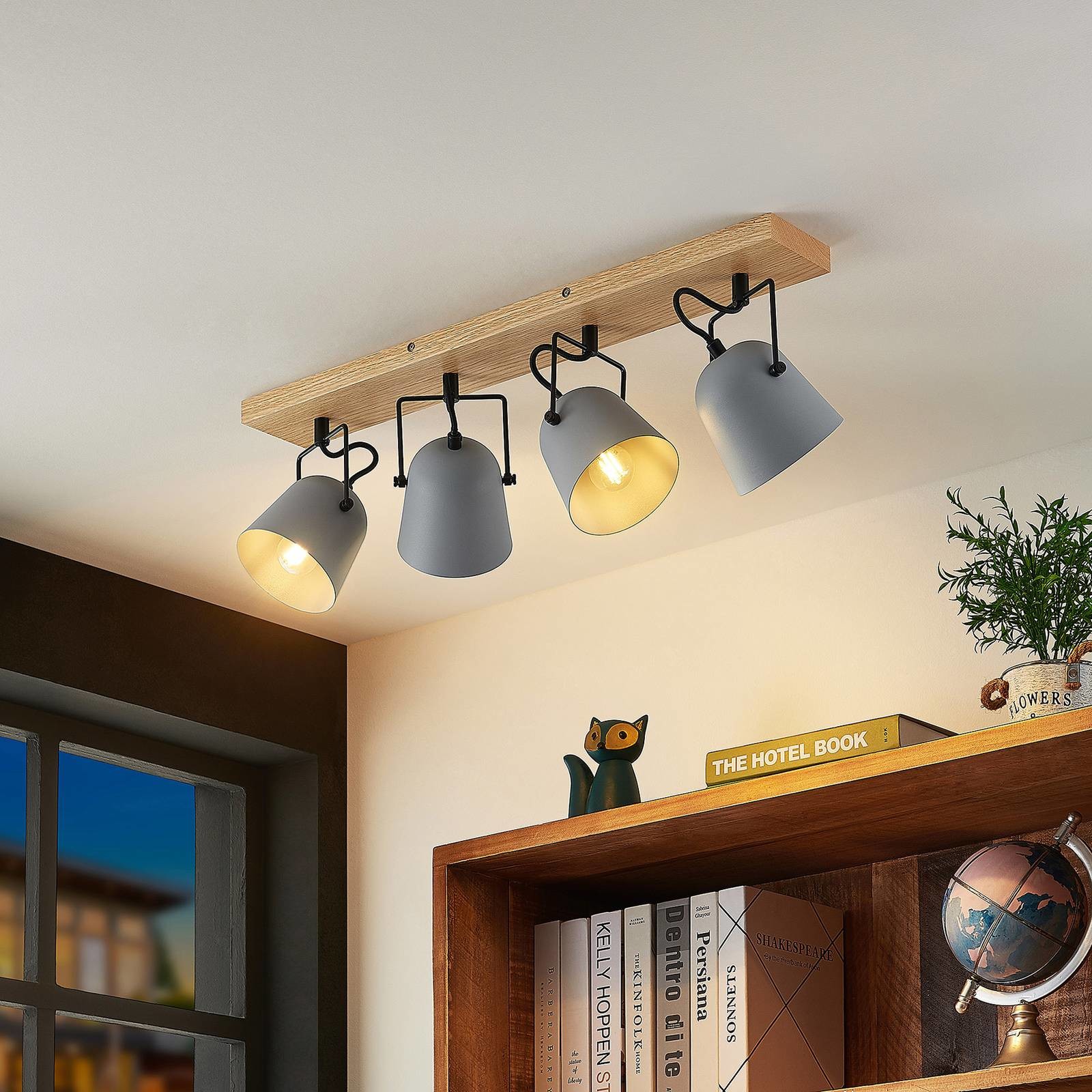 Lindby Adalin lampa sufitowa, 4-punktowa, szara