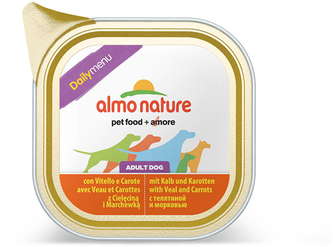 Almo Nature Daily Menu Dog Cielęcina z marchewką szalka 9x300g