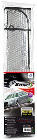 Bottari 22135 aluminiowa osłona przeciwsłoneczna na przednie i tylne szyby Protex, możliwość używania po obu stronach, z przyssawką, 1 część, 60 x 130 cm 22135