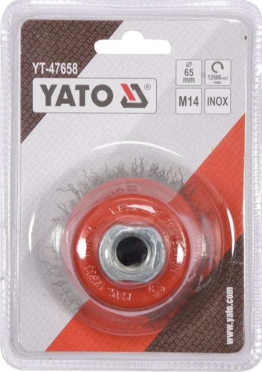 YATO SZCZOTKA DOCZOŁOWA 65MM M14 INOX NA SZLIFIERKĘ KĄTOWĄ YT-47658