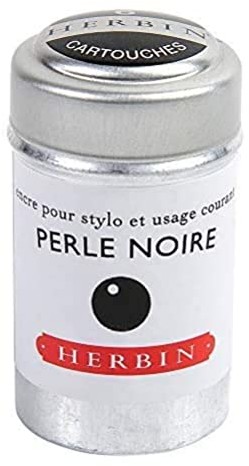 Clairefontaine Herbin 20109T - Pudełko 6 nabojów atramentowych do piór wiecznych i długopisów (produkt zero odpadów), Black Pearl H201/09