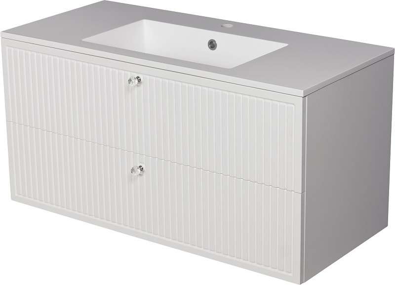 Gante Szafka łazienkowa wisząca z umywalką biały mat 100 cm Argento ARG-B-U101/46/2+ARGO-100C