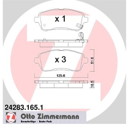 ZIMMERMANN Zestaw klocków hamulcowych, hamulce tarczowe 24283.165.1 24283.165.1