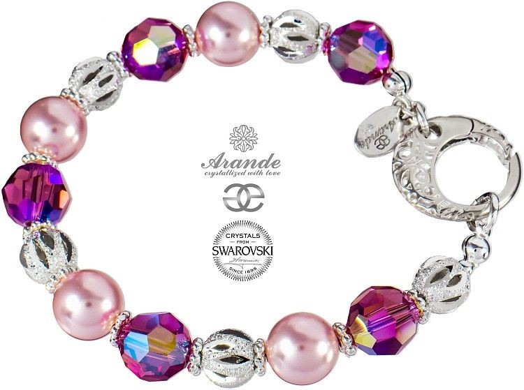 Swarovski Arande NOWE Piękna Bransoletka ROSE FANTASIA SREBRO 700492