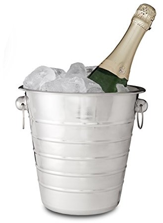 Relaxdays chłodziarka do szampana z uchwytami ze stali nierdzewnej, wiaderko na lód na wino i butelek, impreza, wesele,  21,5 cm, srebrny 10020845