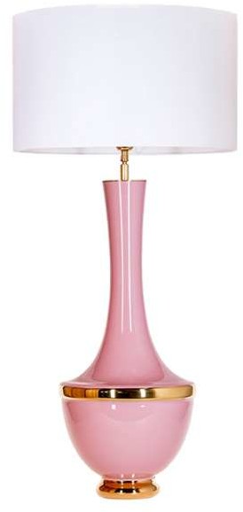 4concepts Stojąca LAMPA stołowa TROYA L232270302 salonowa LAMPKA abażurowa vintage biała różowa L232270302