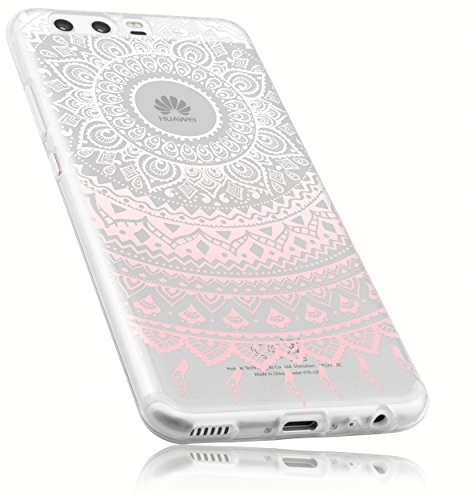 mumbi etui ochronne na telefon Huawei P10, przezroczyste różowe, wzór: mandala, ultra cienkie (0,7 mm). 22642-Huawei P10