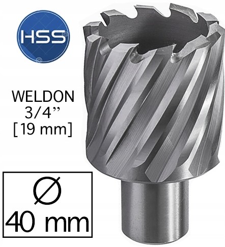 HSS Fi 40 x 30 mm Frez Trepanacyjny Wiertło rurowe