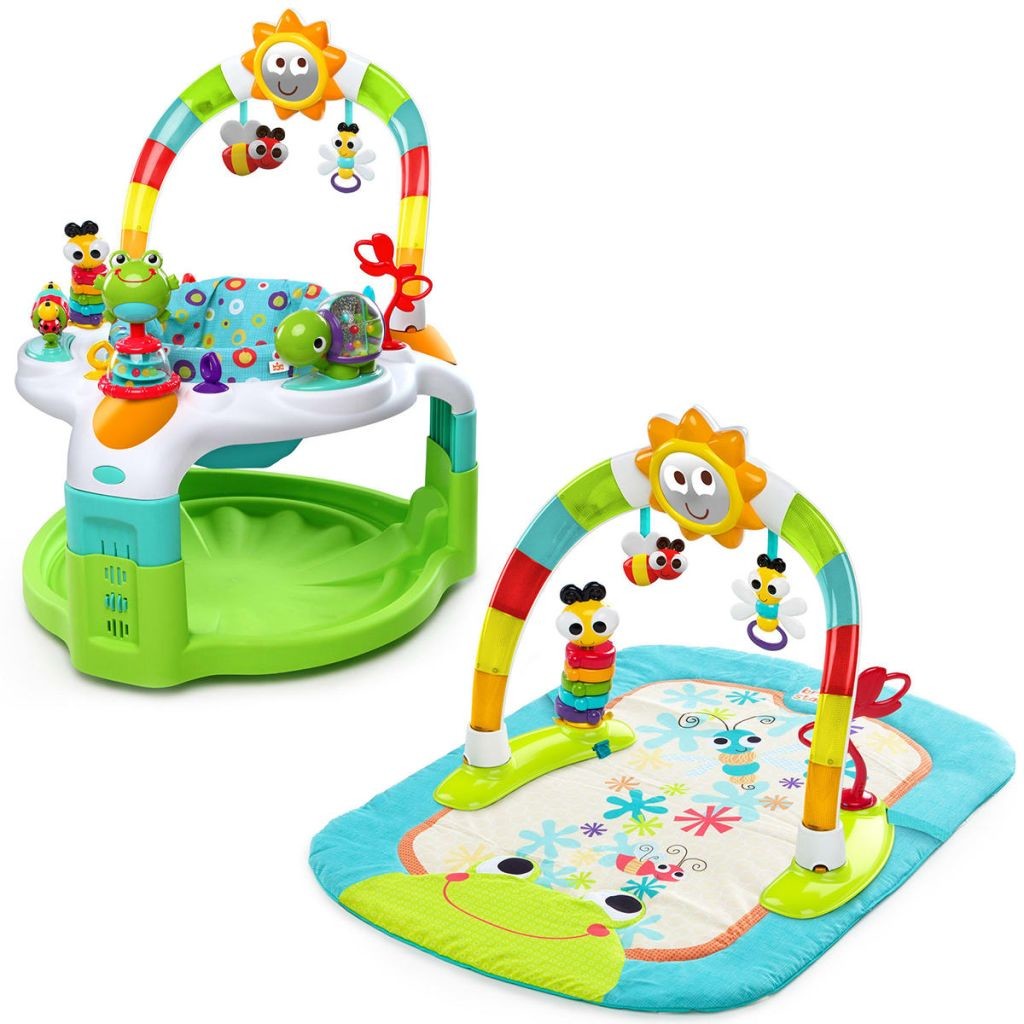 Bright Starts Activity Krzesełko zabaw i mata Laugh & Lights, zielony Chamo