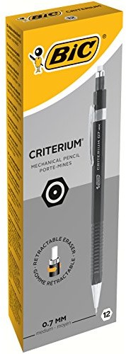 BIC ołówek automatyczny Criterium, 0.7 MM, HB, w zestawie: 3 kopalni, pudełka po 12 sztuk, czarny 892277