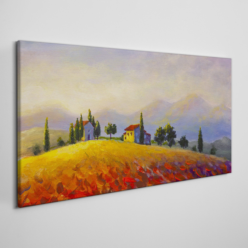 PL Coloray Obraz na Płótnie Wzgórze Drzewa Krajobraz 140x70cm